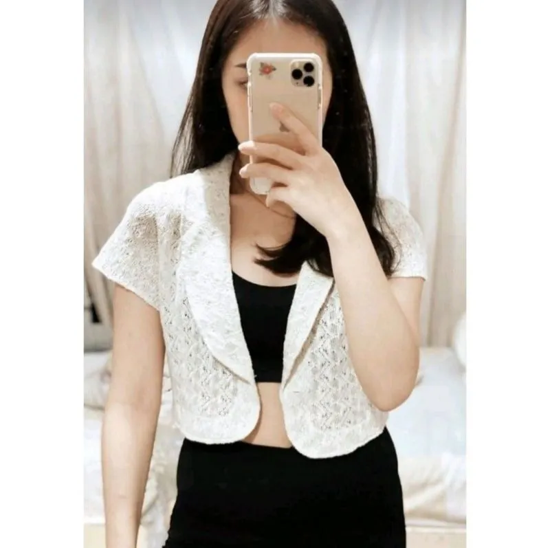 Vintage Casual Cardigan Wanita cream photo 1