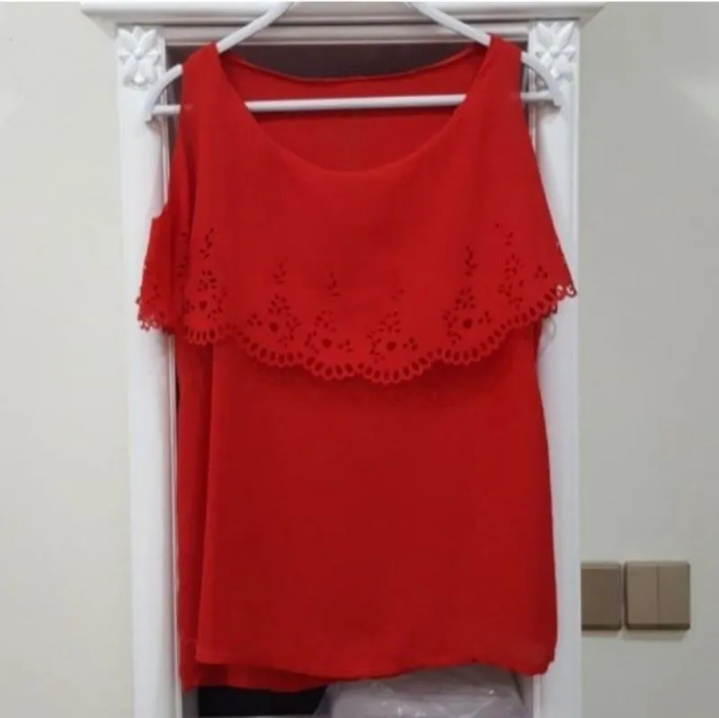 Minimalist Casual Blouse Wanita red photo 1