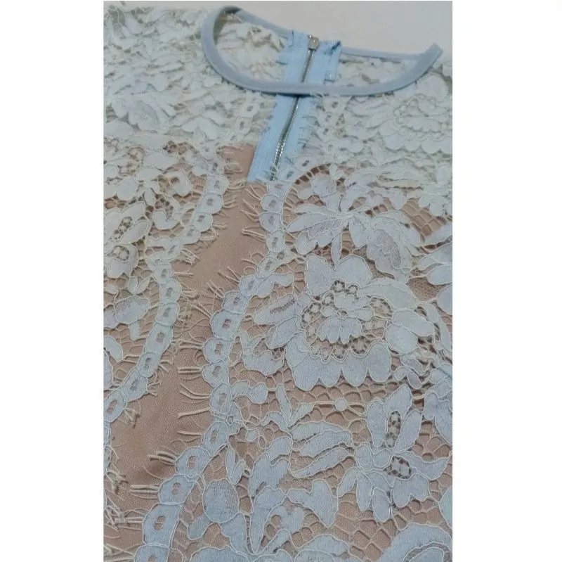 Vintage Coquette Blouse Wanita cream blue photo 1