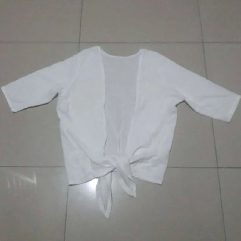 Minimalist Casual Cardigan Wanita white photo 1
