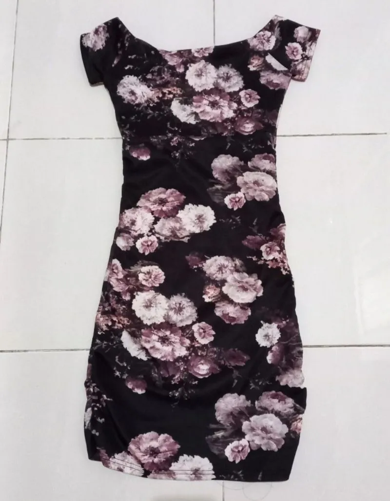 Vintage Coquette Bodycon dress Wanita purple black photo 1