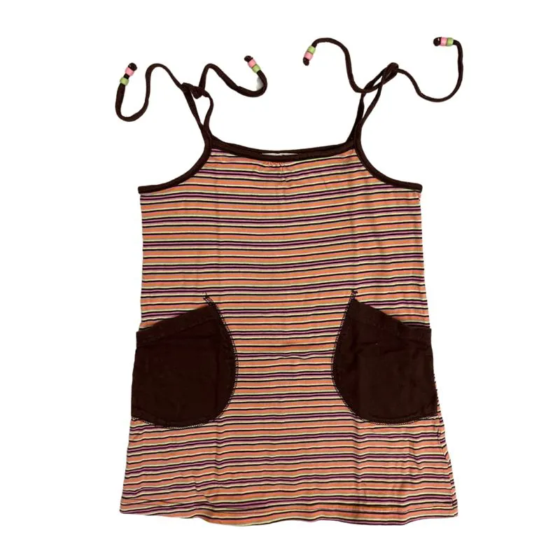 Vintage Y2K Cami top Wanita pink brown photo 1