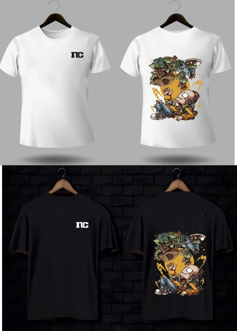 Casual T-shirt Pria white black photo 1