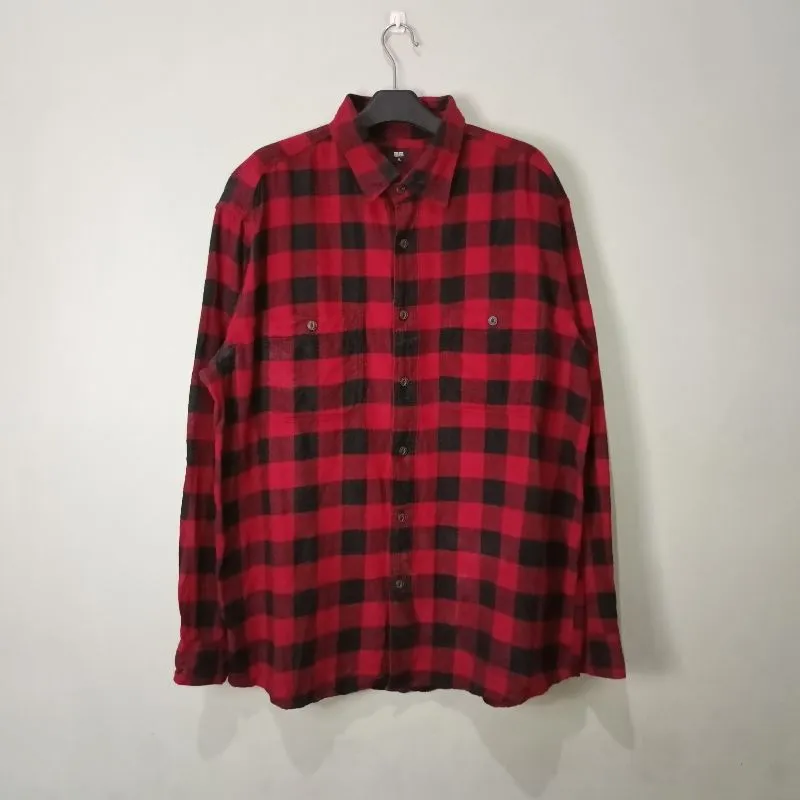 Uniqlo Casual Formal shirt Pria red black photo 1