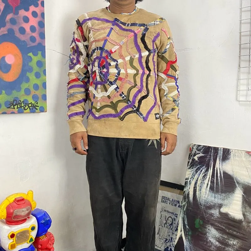 Streetwear Reworked Sweatshirt Pria multicolor tan photo 1