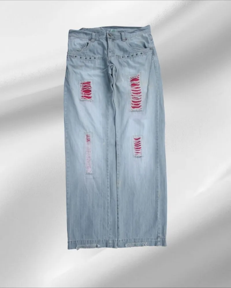 Streetwear Y2K Jeans Pria red gray photo 1