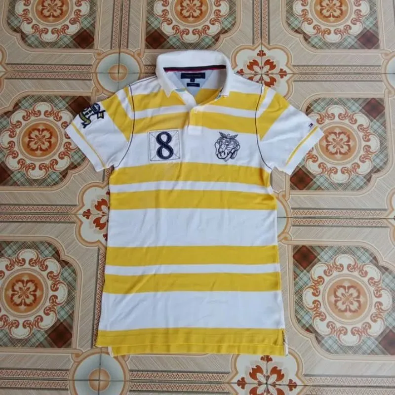 Tommy Hilfiger Casual Polo shirt Pria white yellow photo 1