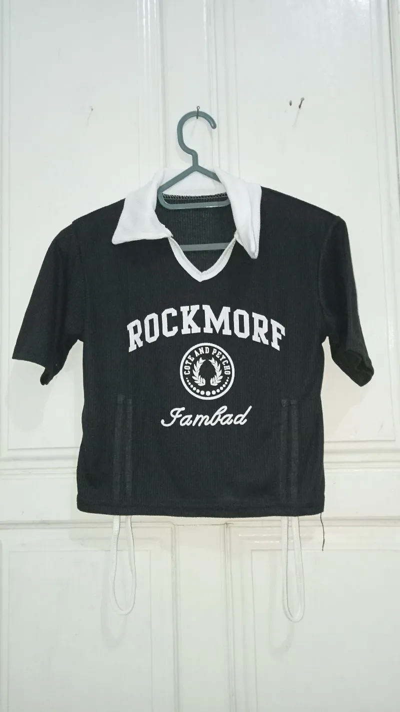 Streetwear Y2K Crop top Wanita white black photo 1