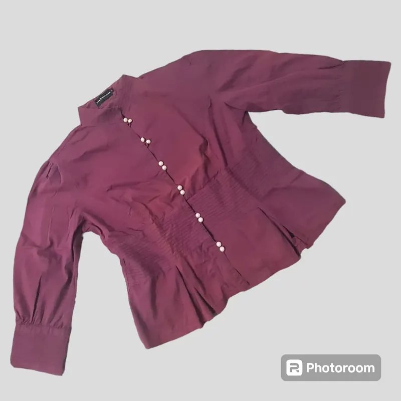 Executive Minimalist Casual Blouse Wanita burgundy photo 1