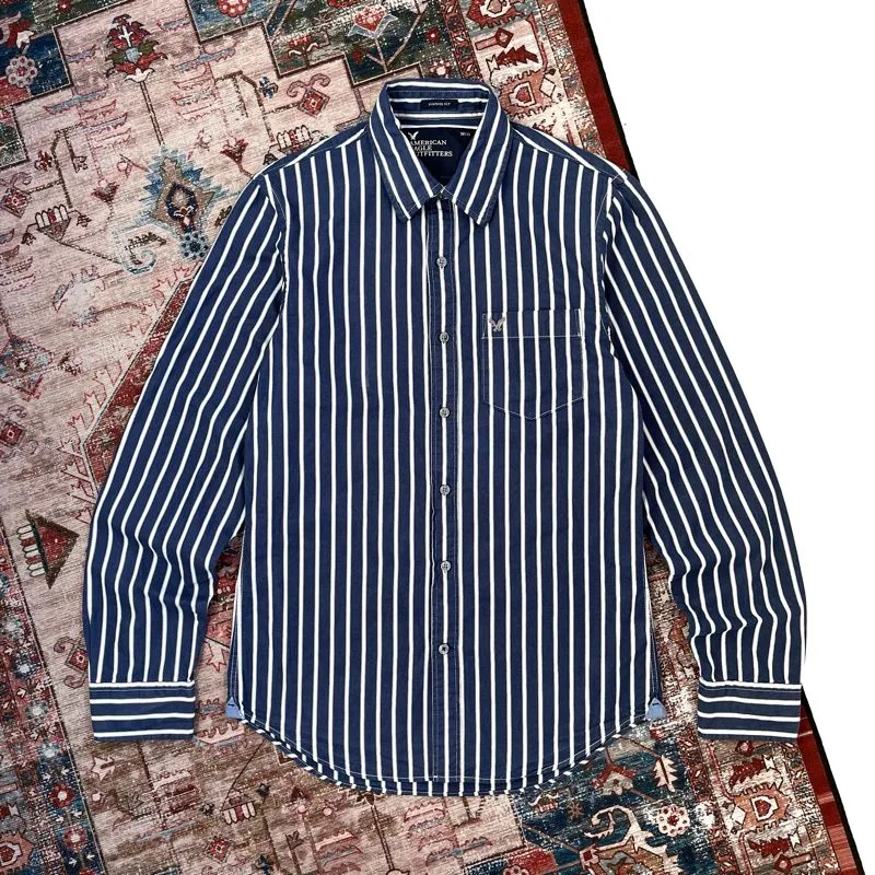 American Eagle Vintage Luxury Formal shirt Pria white navy photo 1