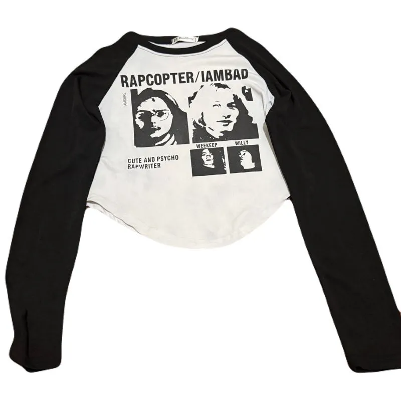 Grunge Minimalist Crop top Wanita black photo 1