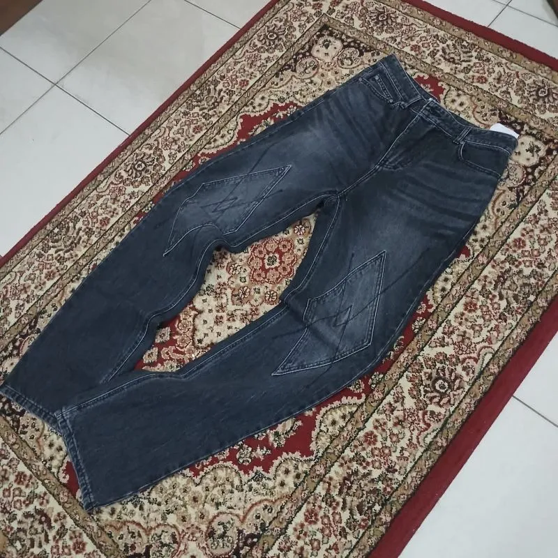 Streetwear Y2K Jeans Pria black gray photo 1