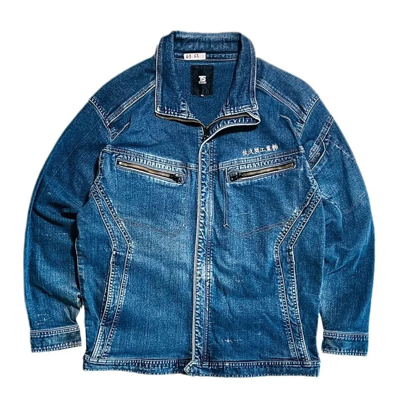 Japanese brand Grunge Biker Denim jacket Pria blue photo 1