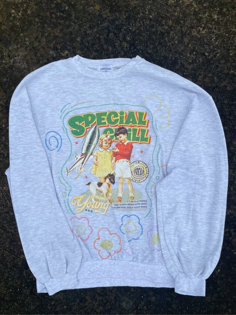 Cherry Six Casual Sweater Pria white gray photo 1