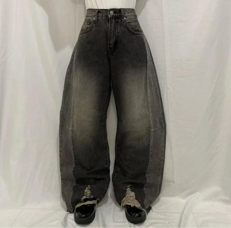 Streetwear Reworked Jeans Pria black gray photo 1
