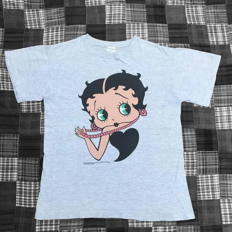 Betty Boop Casual T-shirt Wanita gray photo 1