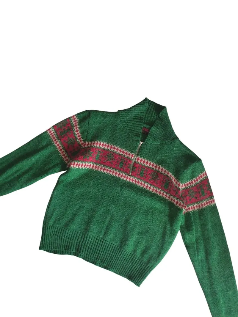 Vintage Streetwear Cardigan Pria green photo 1