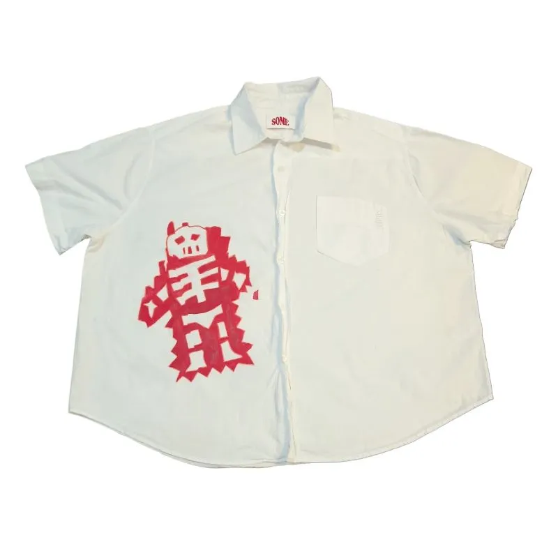 Japanese brand Y2K Reworked Casual shirt Pria white red photo 1