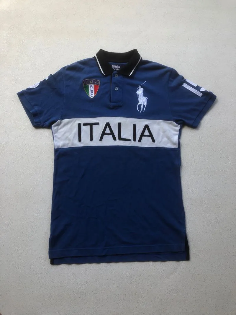 Polo Ralph Lauren Streetwear Casual Polo shirt Pria white blue photo 1