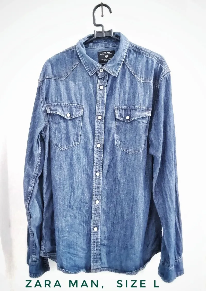 ZARA Biker Indie Casual shirt Pria blue photo 1
