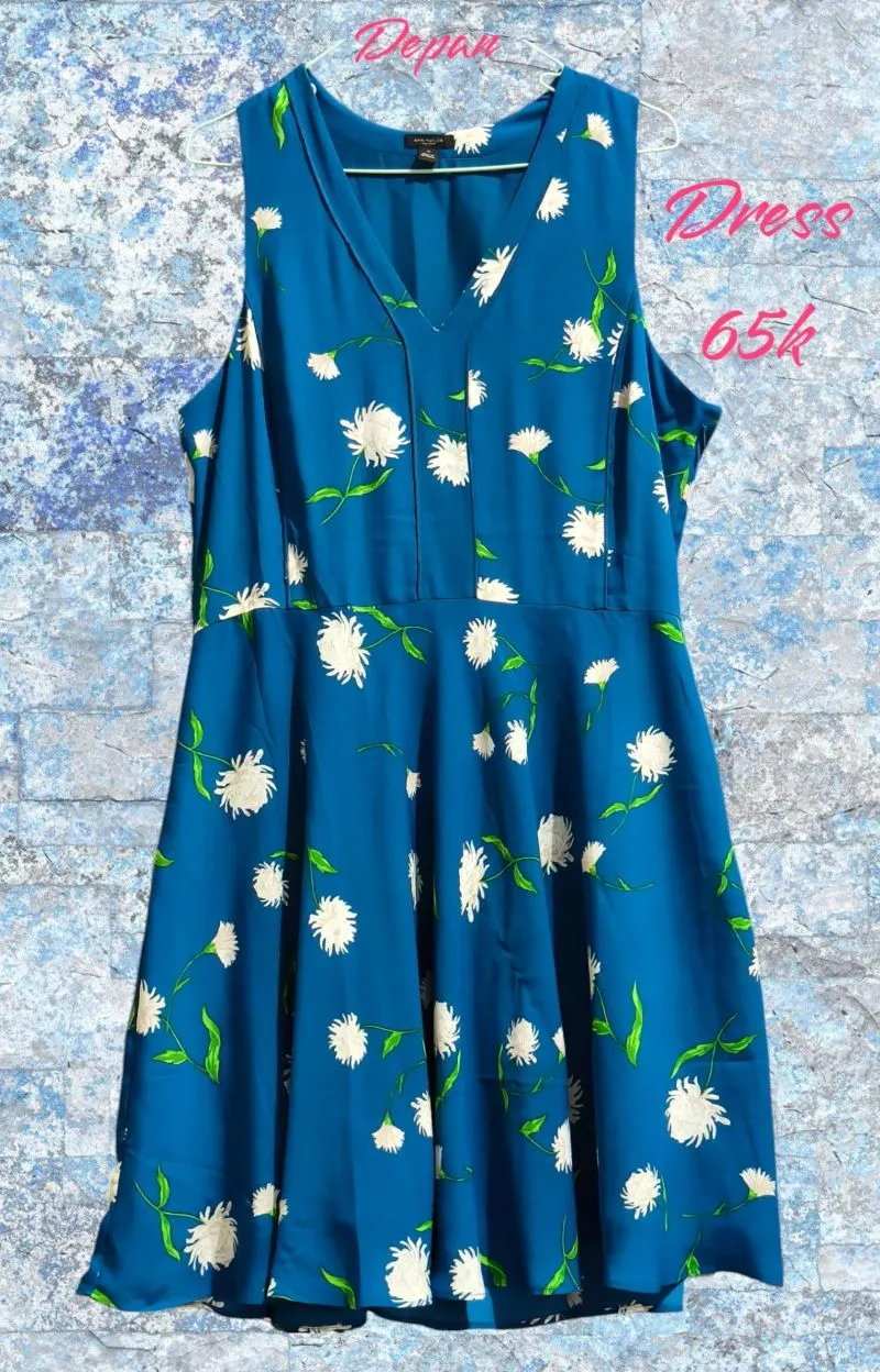 Ann Taylor Coquette Midi dress Wanita blue photo 1