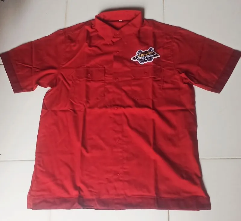 Streetwear Biker Casual shirt Pria burgundy red photo 1