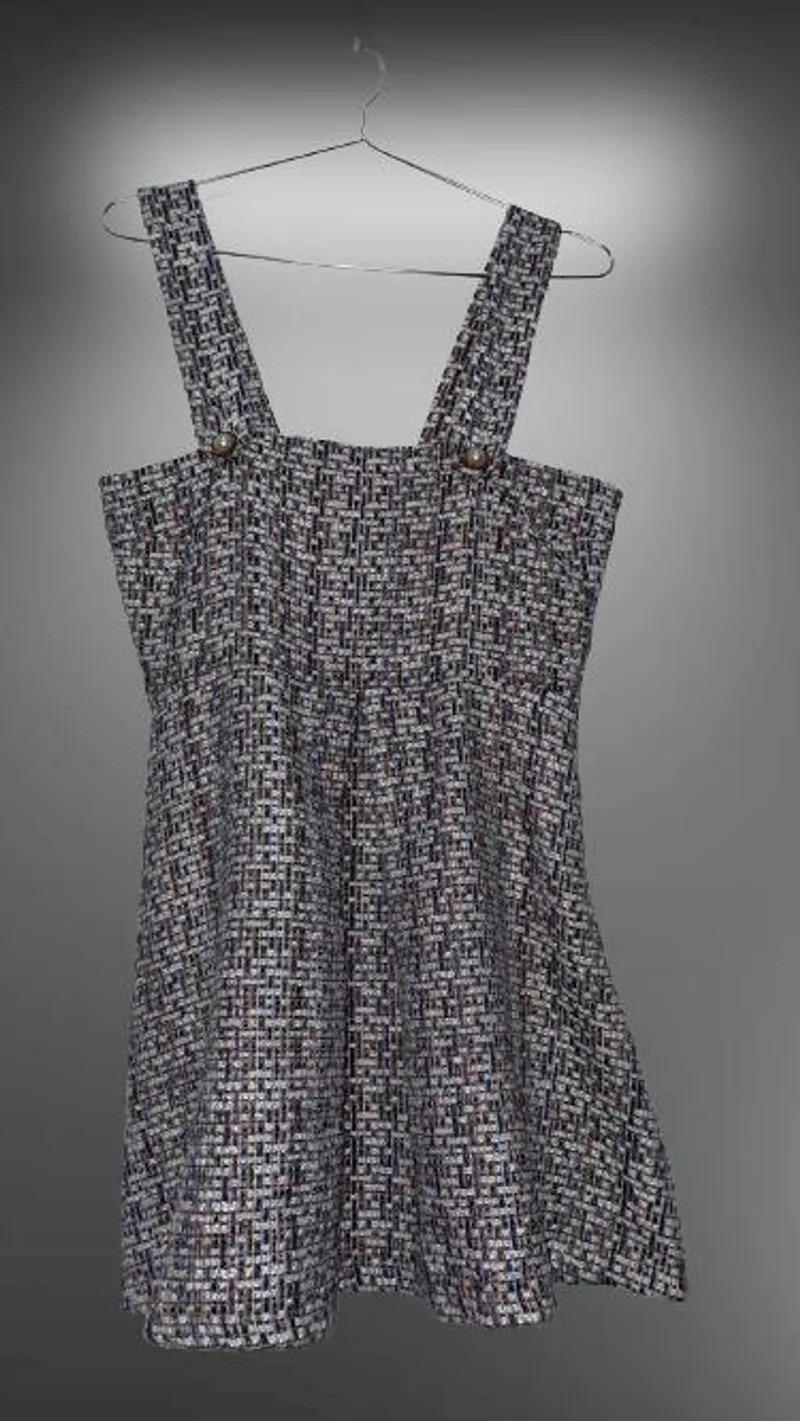 Casual Midi dress Wanita white black photo 1
