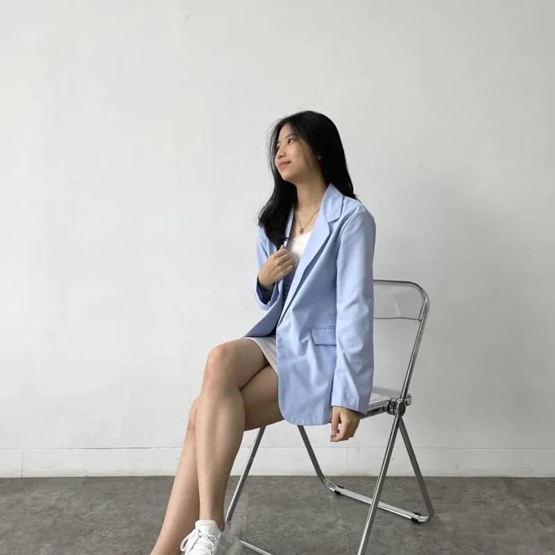 Luxury Casual Blazer Pria white blue photo 1