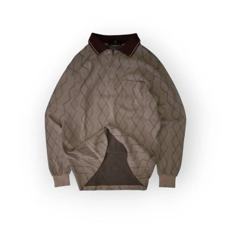 Balmain Vintage Streetwear Polo shirt Pria tan brown photo 1