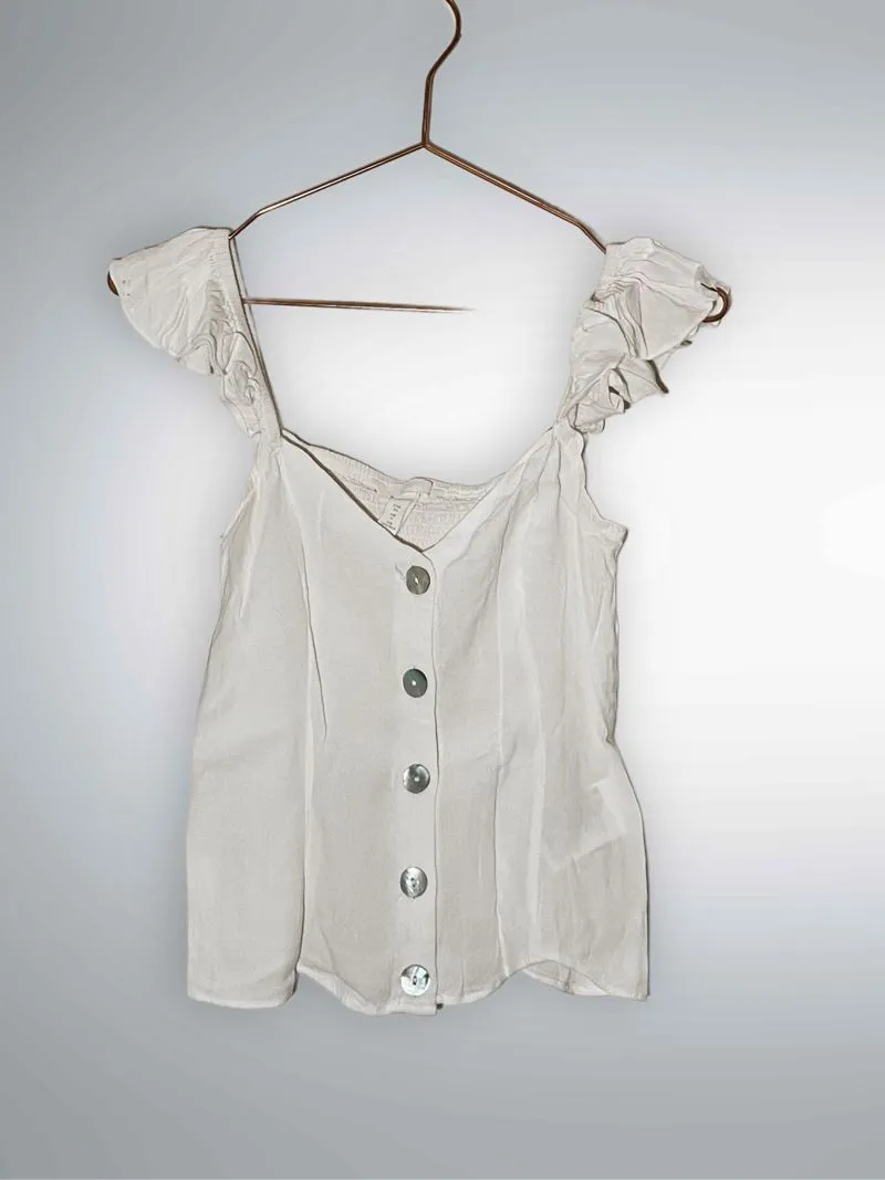 H&M Vintage Casual Crop top Wanita white photo 1