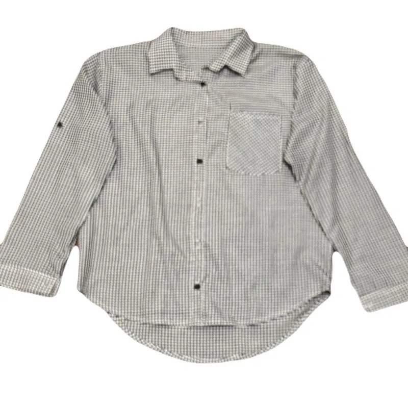 Minimalist Casual Shirt Wanita white black photo 1