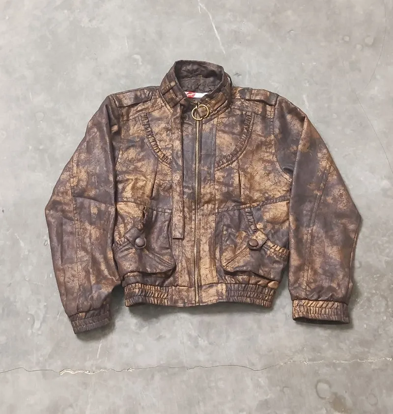 Human Made Vintage Casual Leather jacket Wanita brown black photo 1