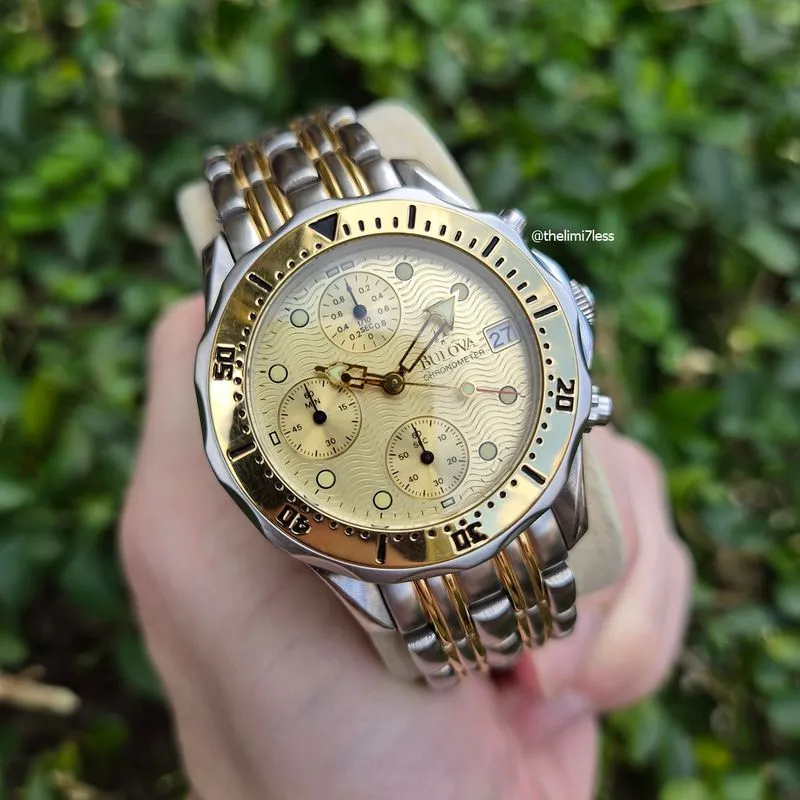 Jam tangan Bulova chronometer quartz chronograph 23K gold photo 1