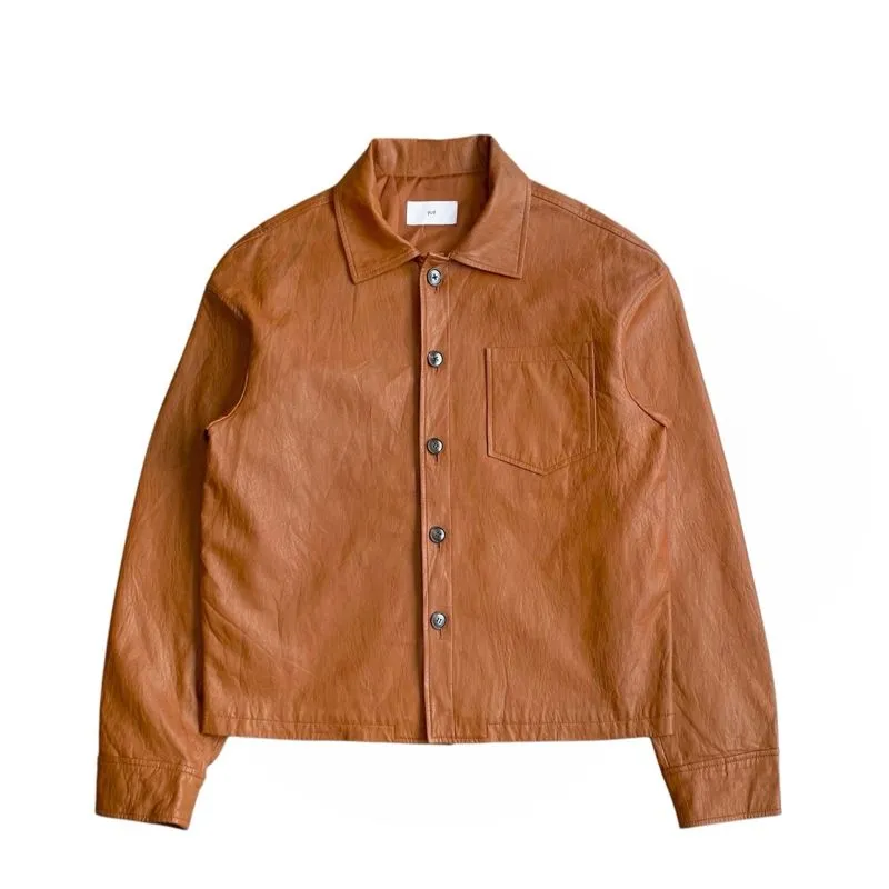 Casual Leather jacket Pria orange brown photo 1