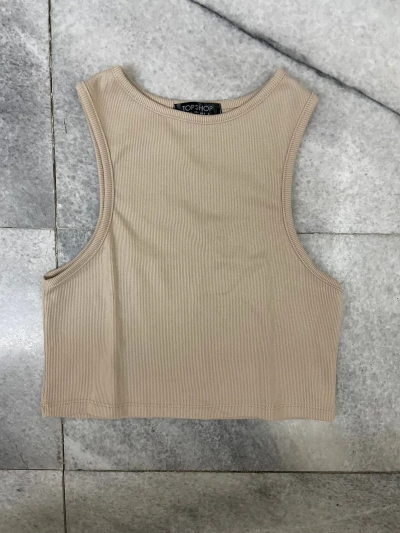 Topshop Casual Crop top Wanita cream photo 1