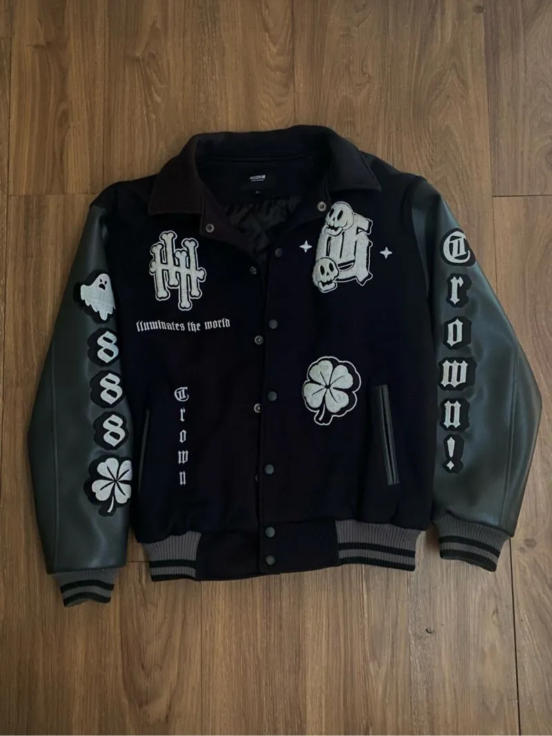 Grunge Varsity jacket Pria white black photo 1