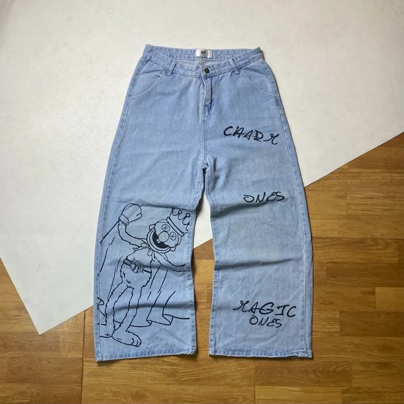 Streetwear Y2K Jeans Pria blue photo 1