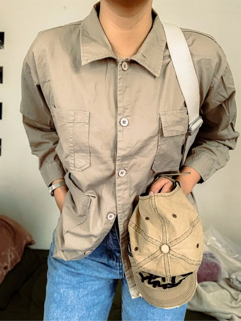 Streetwear Indie Shirt Wanita multicolor tan photo 1
