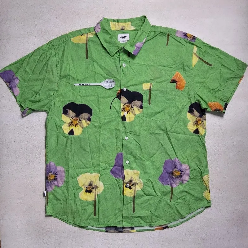 Obey Streetwear Y2K Casual shirt Pria green photo 1