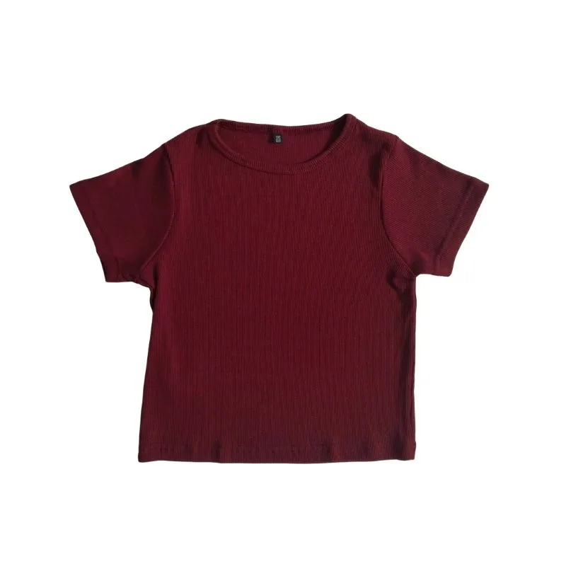 Basic maroon croptop – crew neck photo 1