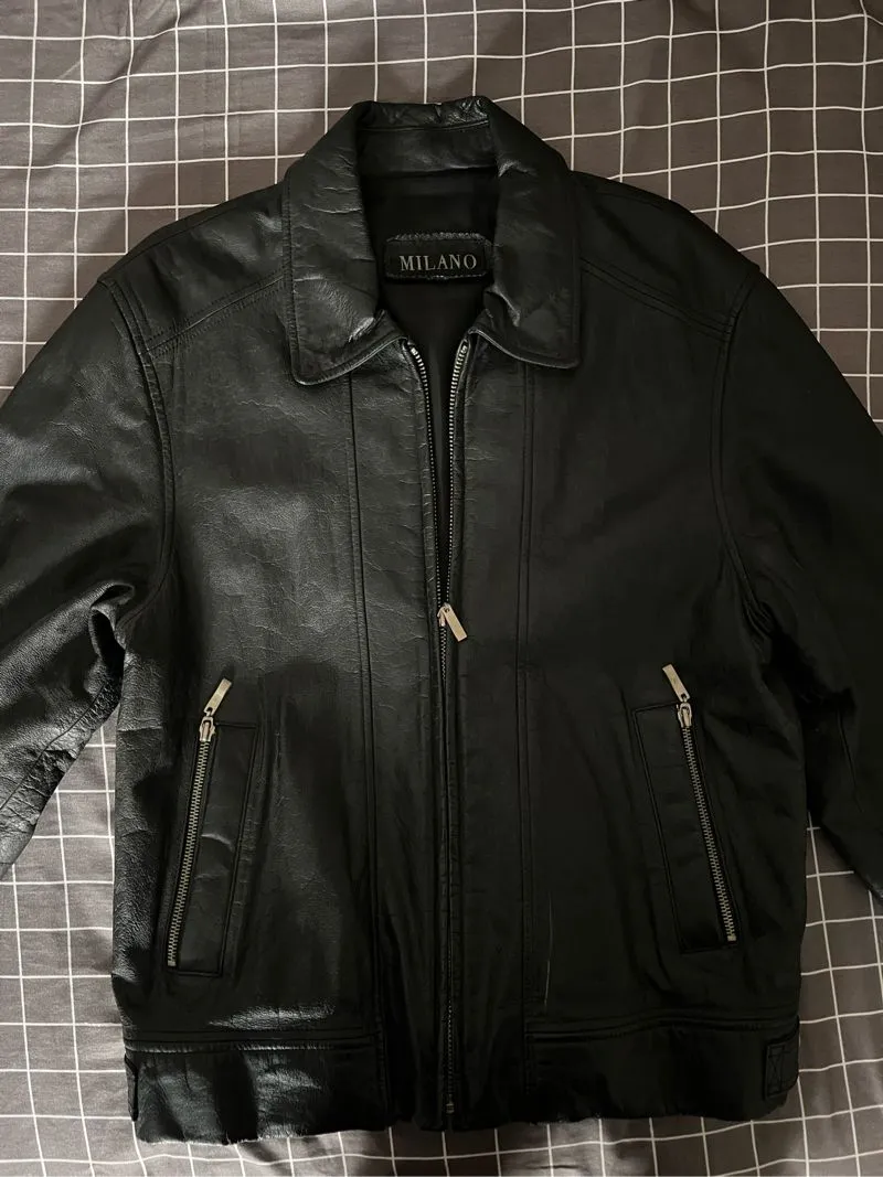 Biker Casual Leather jacket Pria black photo 1