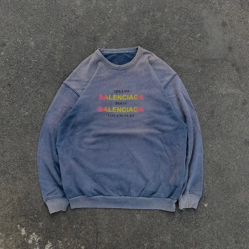 Balenciaga Streetwear Y2K Sweater Pria navy photo 1