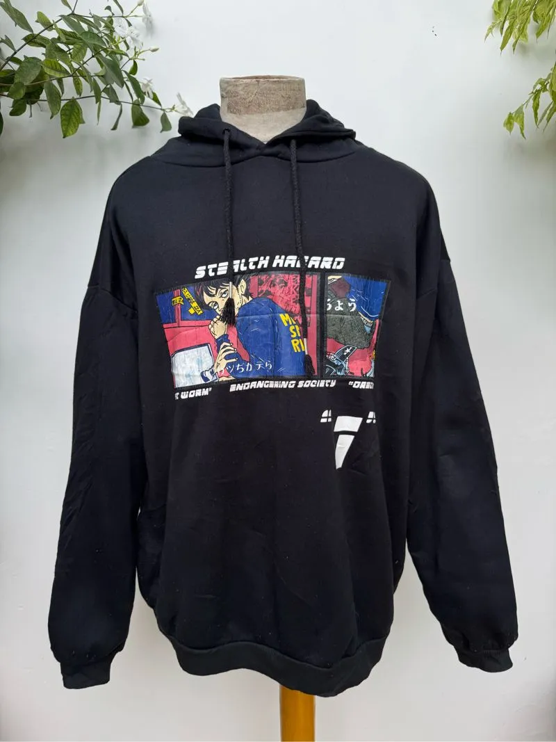 Streetwear Casual Hoody Pria black photo 1