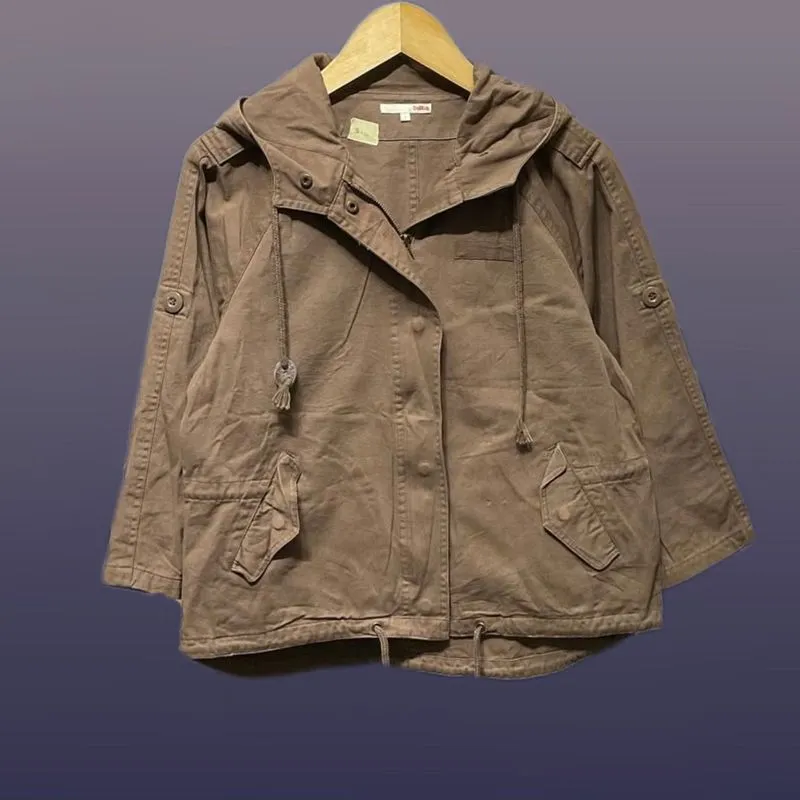 Vintage Streetwear Windbreaker Wanita tan brown photo 1