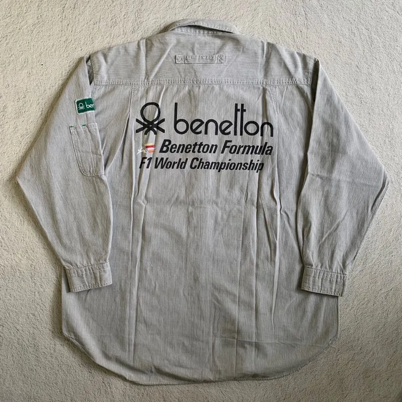 United Colors of Benetton Streetwear Casual Formal shirt Pria white gray photo 1