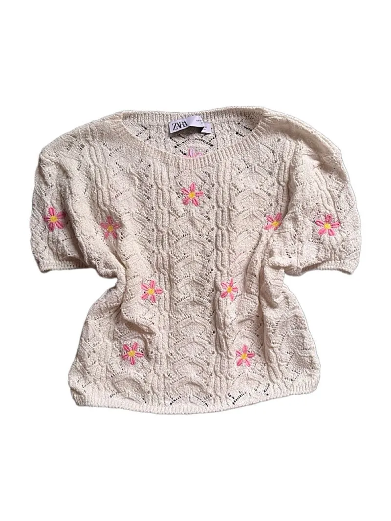 ZARA Coquette Minimalist Blouse Wanita cream pink photo 1