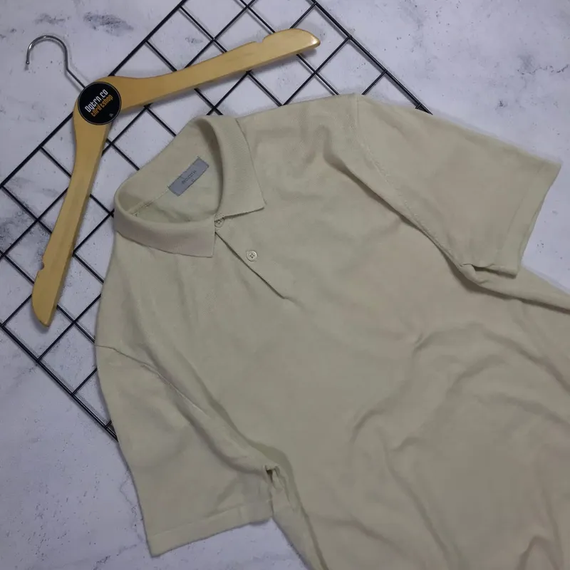 Project M Vintage Polo shirt Pria tan photo 1