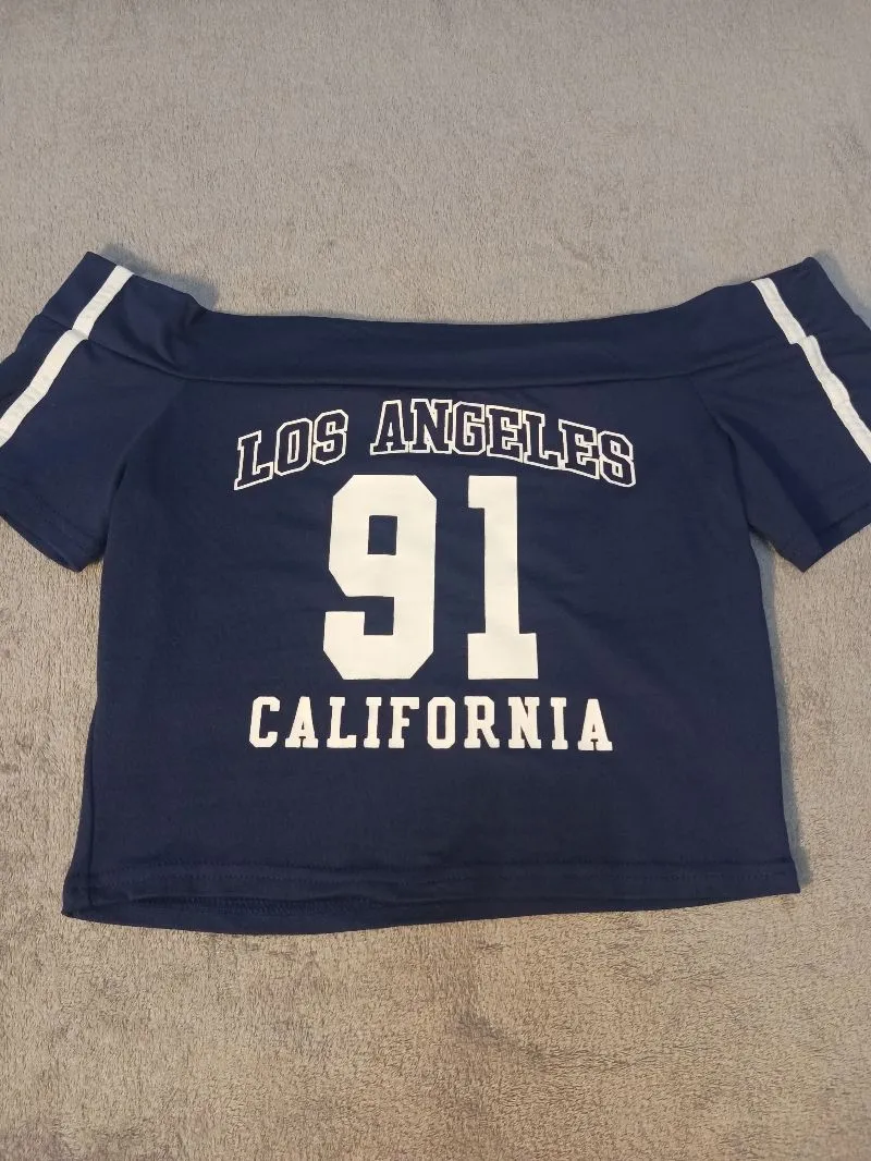 Shein Y2K Crop top Wanita navy photo 1