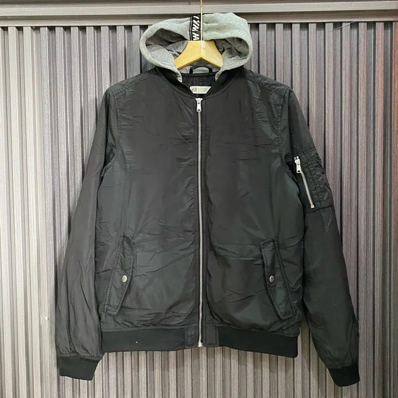 H&M Streetwear Casual Bomber jacket Pria black photo 1