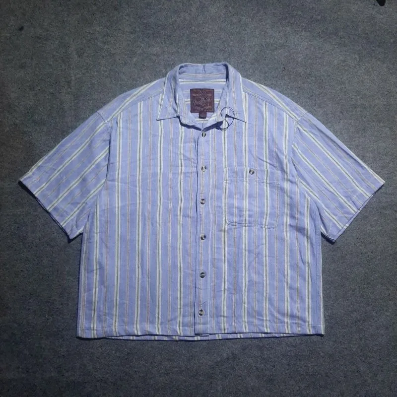 Casual Formal shirt Pria white blue photo 1